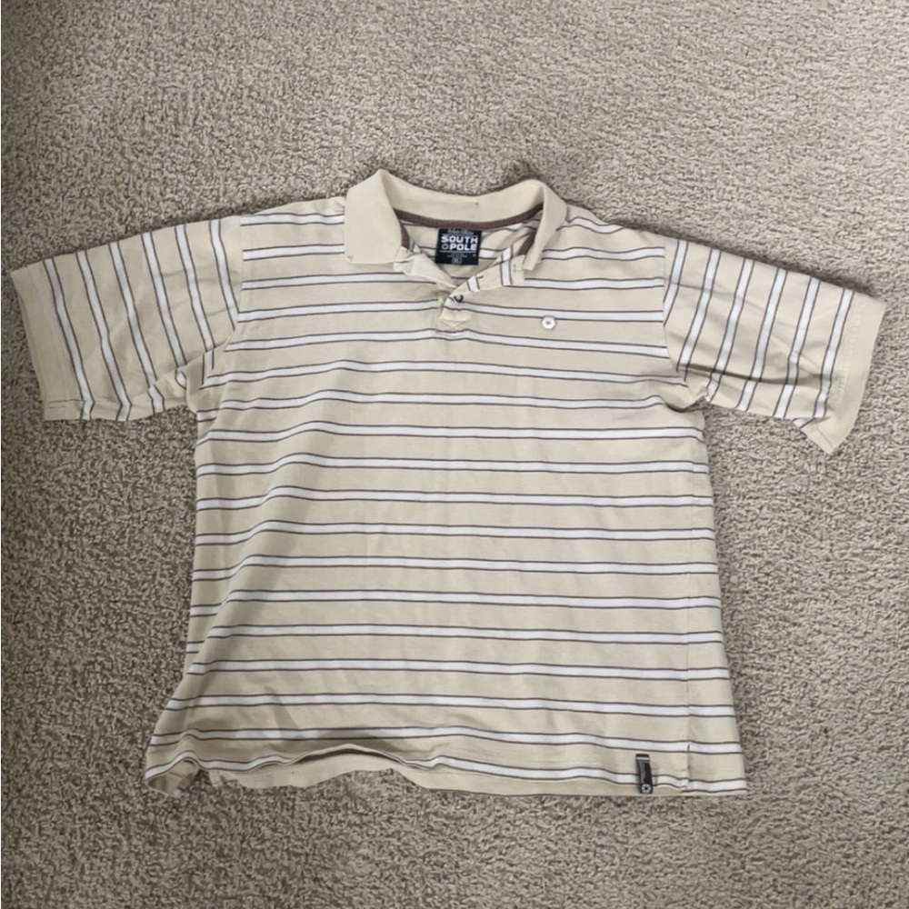 South Pole Kids Polo - Beige and Gray Stripes